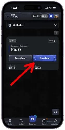 Klicken Sie auf die Aufladetaste