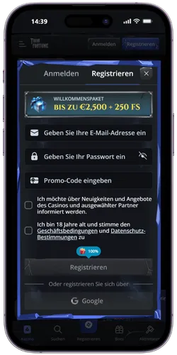 Geben Sie Ihre Registrierungsdaten ein